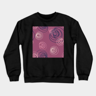 Pink abstract circle flowers on plum Crewneck Sweatshirt